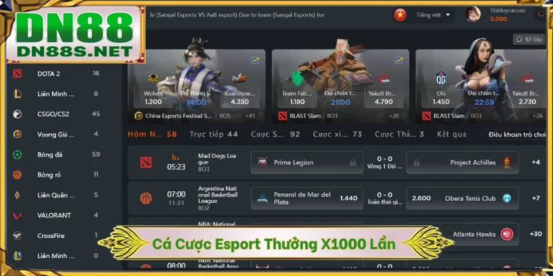 Esports DN88 - Nền Tảng Cá Cược VIP Trả Thưởng Đến 97%