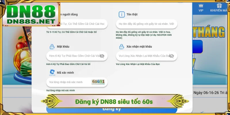 Đăng Ký DN88 - Hướng Dẫn 3 Bước Đơn Giản Nhận Thưởng 18.888k
