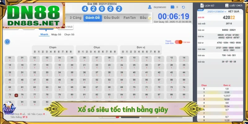 Xổ Số Siêu Tốc - Cơ Hội Đổi 1 Ăn 99.5 Trong 45 Giây Tại DN88